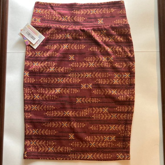 LuLaRoe Womens Brown Cassie Print Knee Length Pull On Straight Pencil Skirt Sz S - Picture 2 of 7
